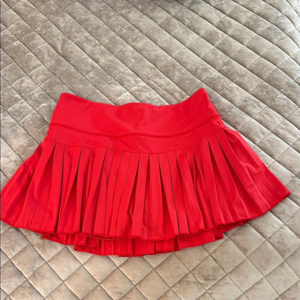 Goldhinge Red Pleated Women’s Skirt